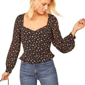 Reformation Valencia Sweetheart Peplum Top